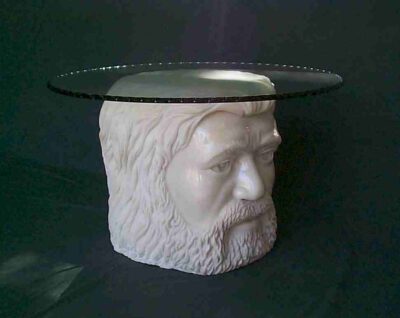 TABLE HEAD & GLASS White Cast Marble